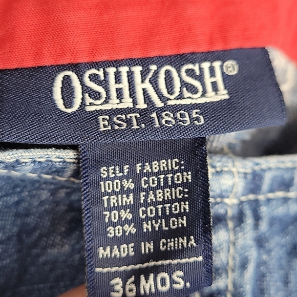 OSHKOSH boys Denim Shortalls OVeralls jeans 36 Mos - Picture 9 of 9